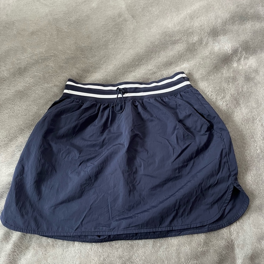 Navy Blue Women's Skirt with Striped Waistband